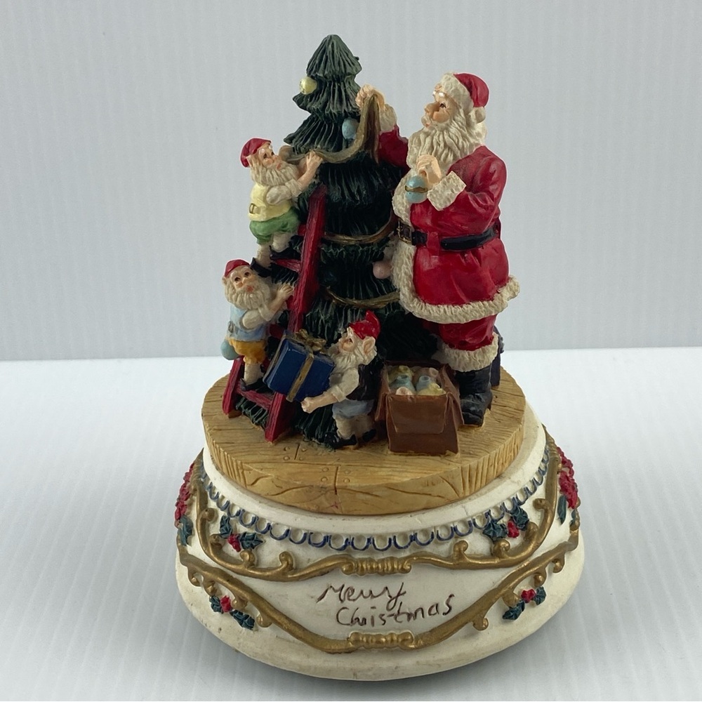 Christmas Music Box Jingle Bells Santa Elves Tree Ceramic